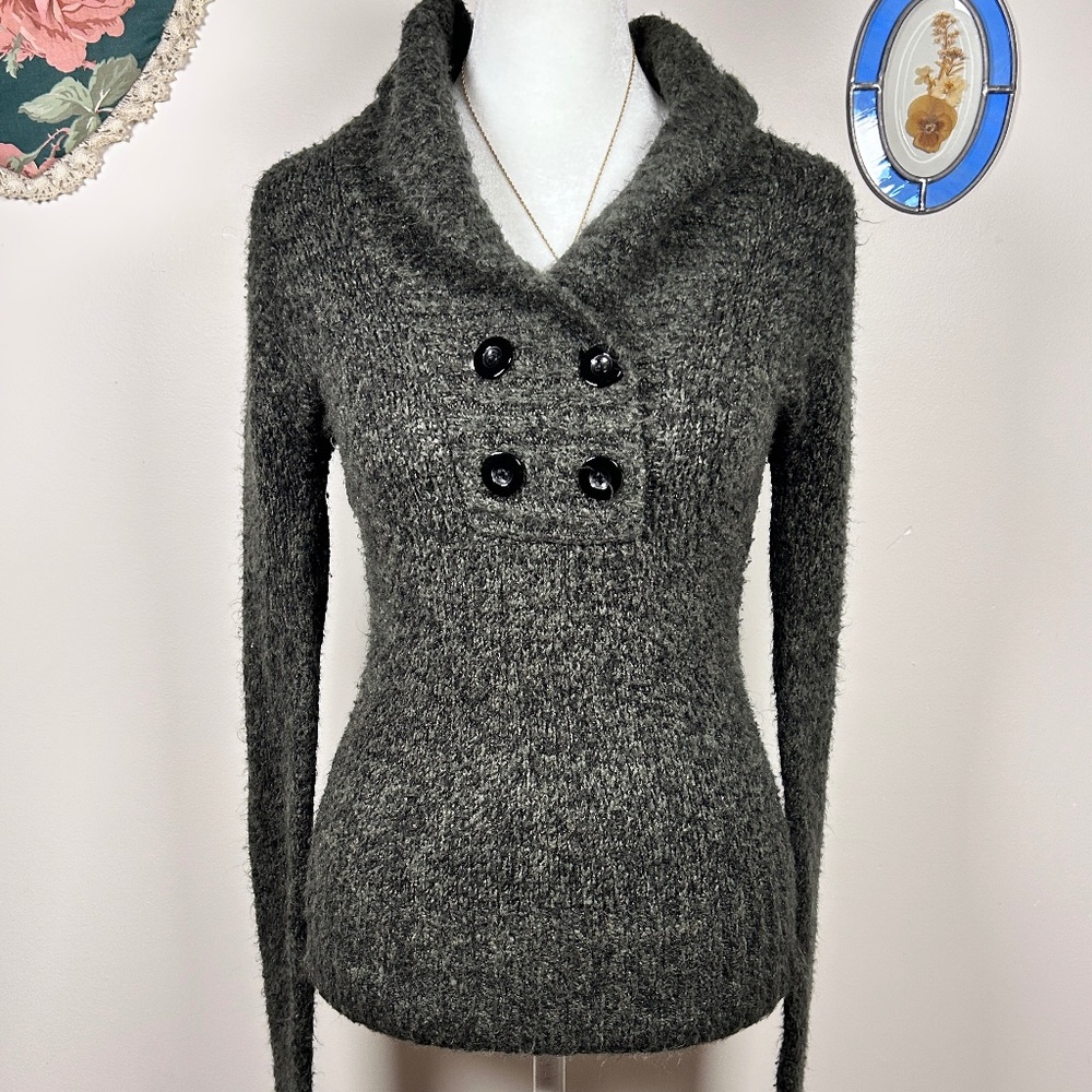 Y2K Grey Knit Sweater Top